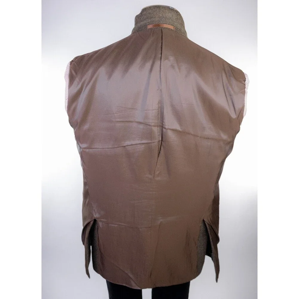 Tailorbyrd Fabric By MOON Herringbone Olive Green Blazer 48L Two Button Jacket